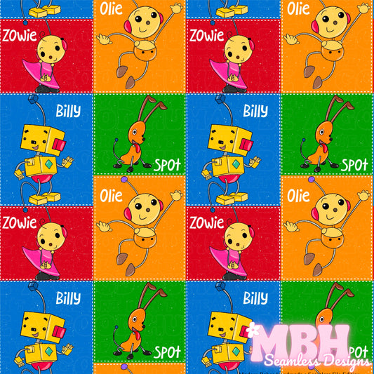 Rolie Polie Olie Patchwork Seamless Pattern