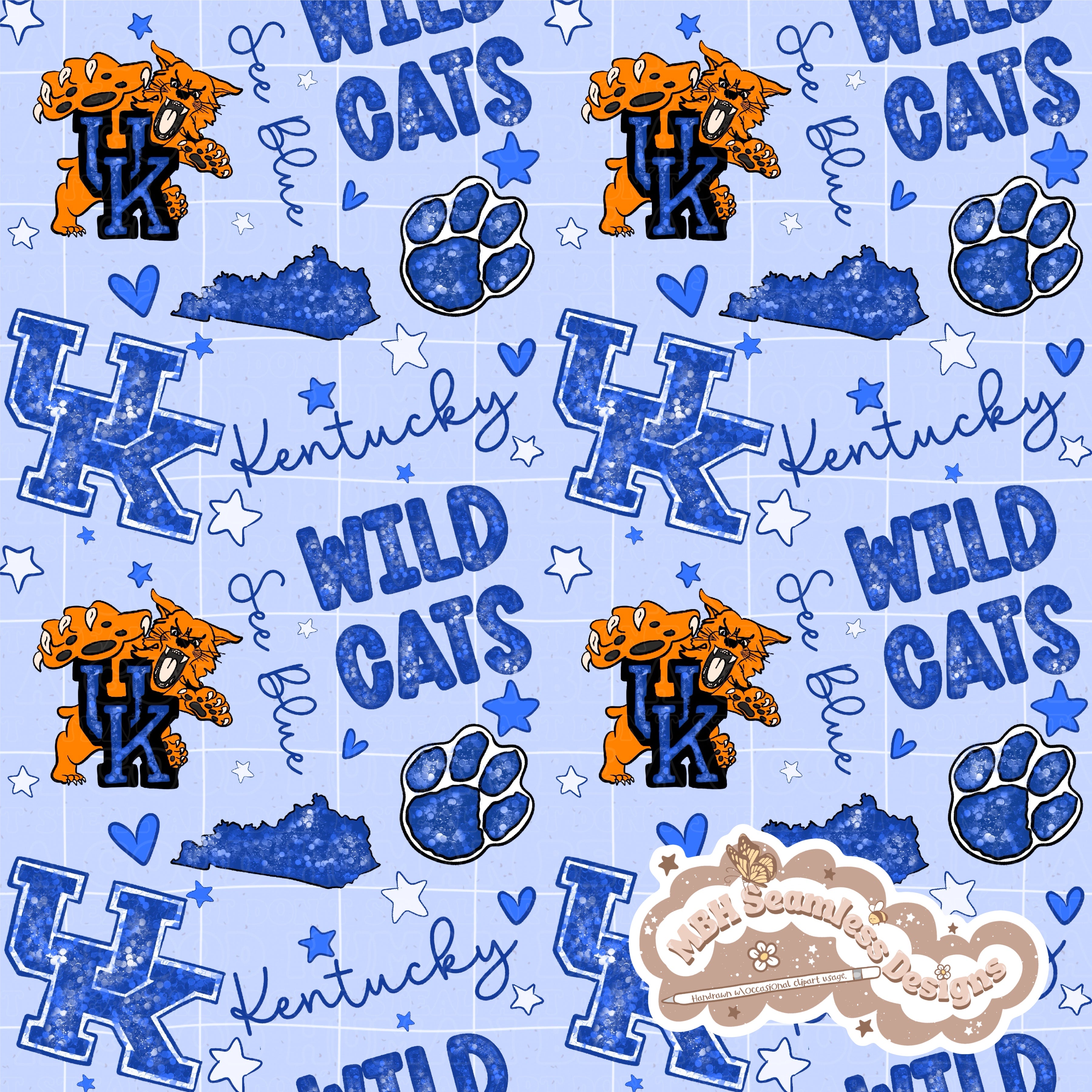 University Pattern Theme University Kentucky Wildcats Seamless Pattern – MBH Seamless Designs