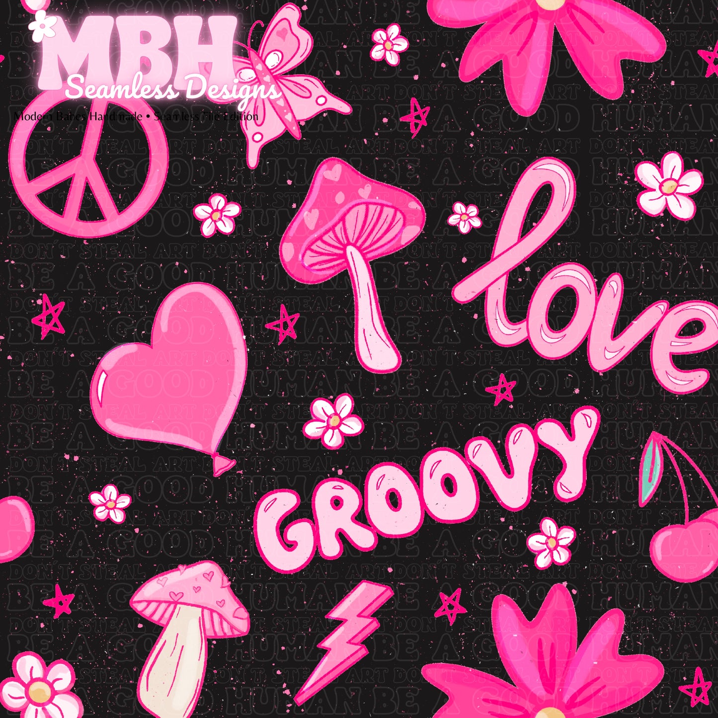 Pink Groovy Valentine 2 Colorways Seamless Pattern