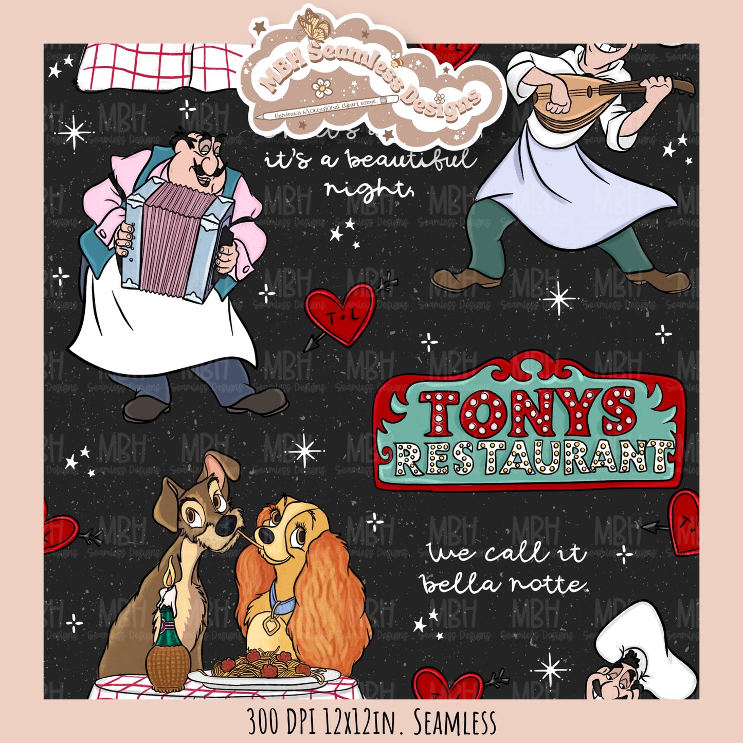 Bella Note L&T Seamless Pattern // PNG // Multiple Colorway Options