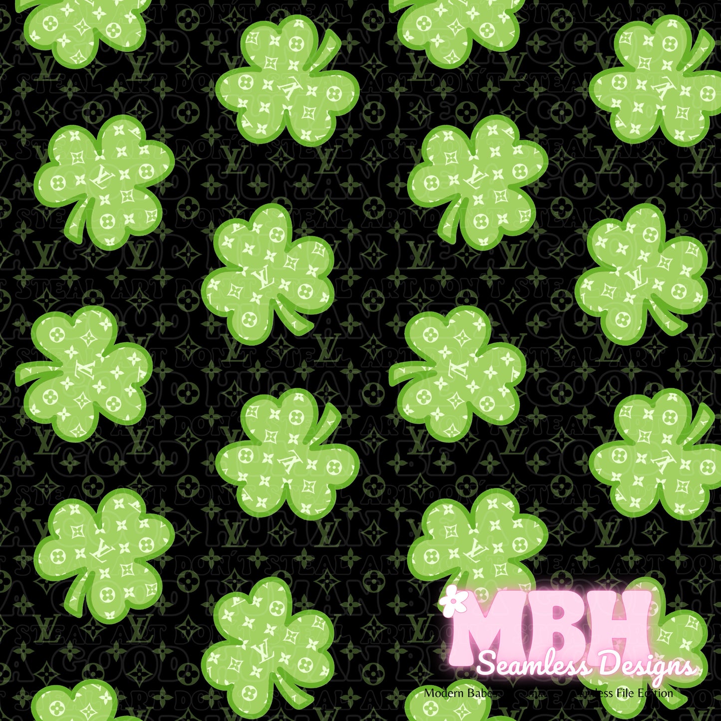 Boujee Shamrocks Assorted Colorways Seamless Pattern