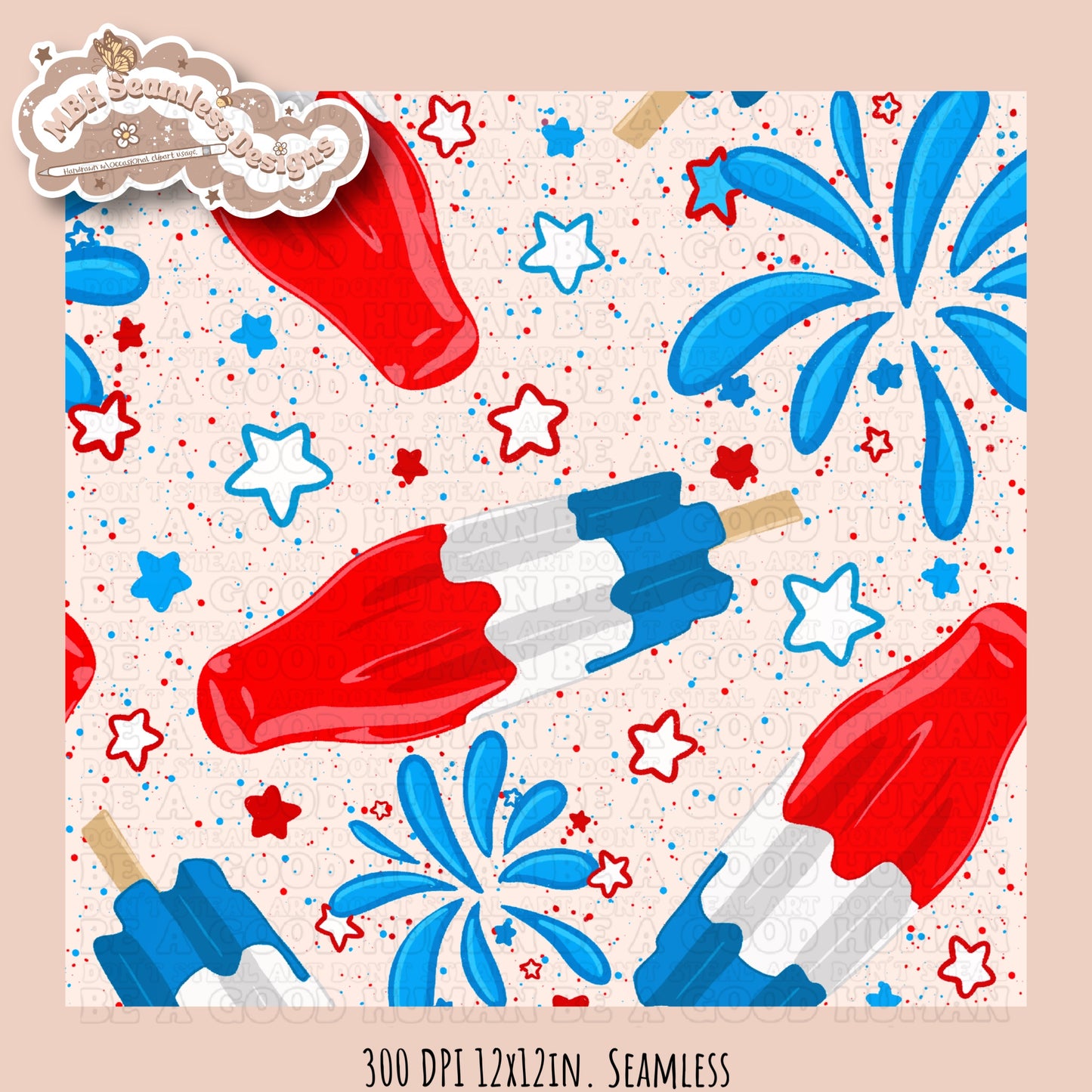 Starry Bomb Pops Seamless Pattern MULTIPLE COLORWAY OPTIONS
