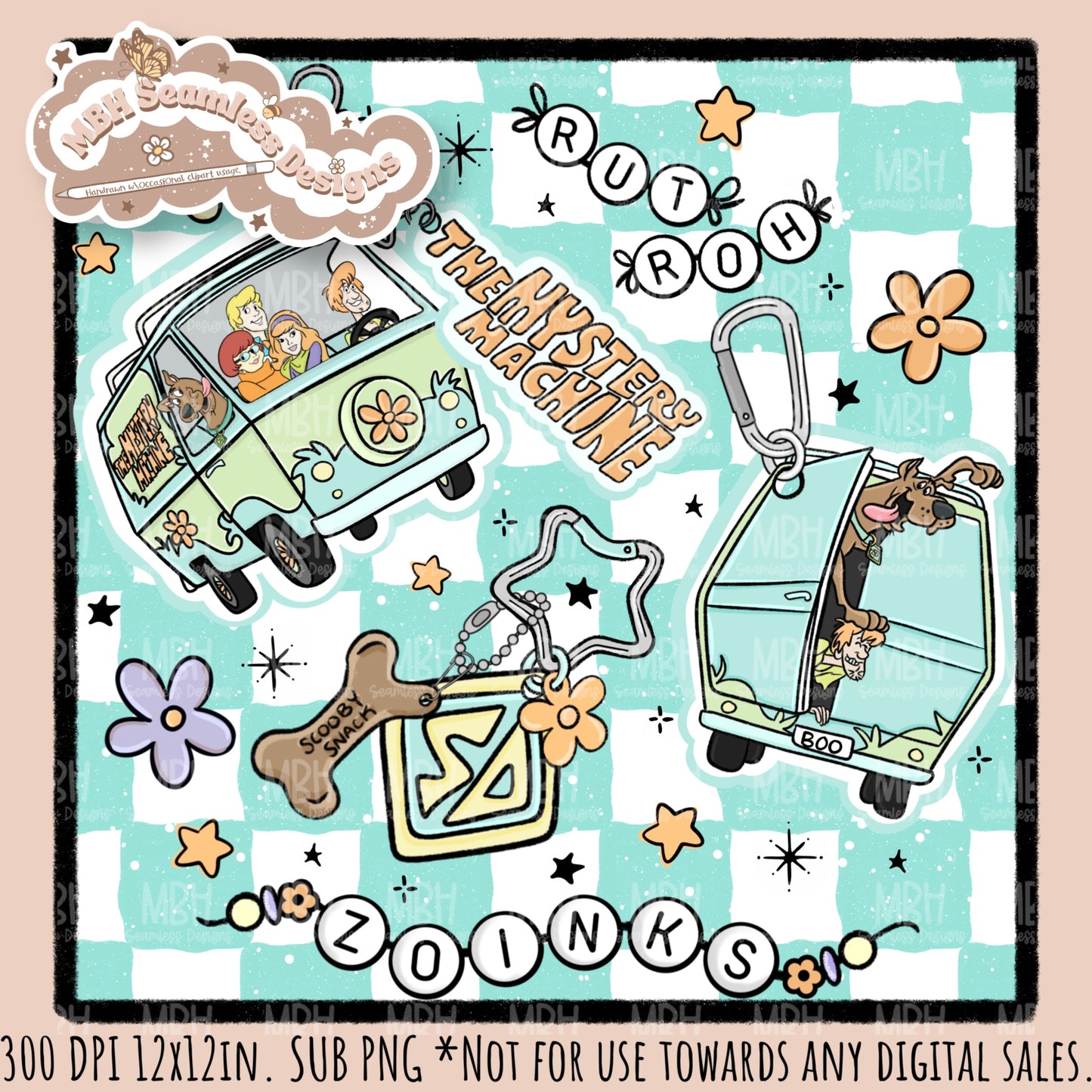 Scooby Charms Seamless Pattern MULTIPLE COLORWAYS // PNG