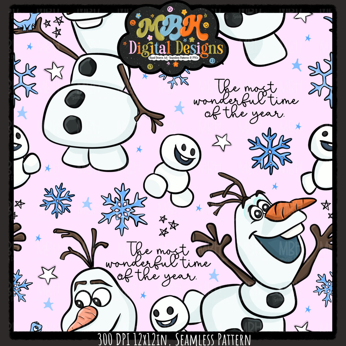 Olaf Seamless Pattern // PNG // Assorted Colorways