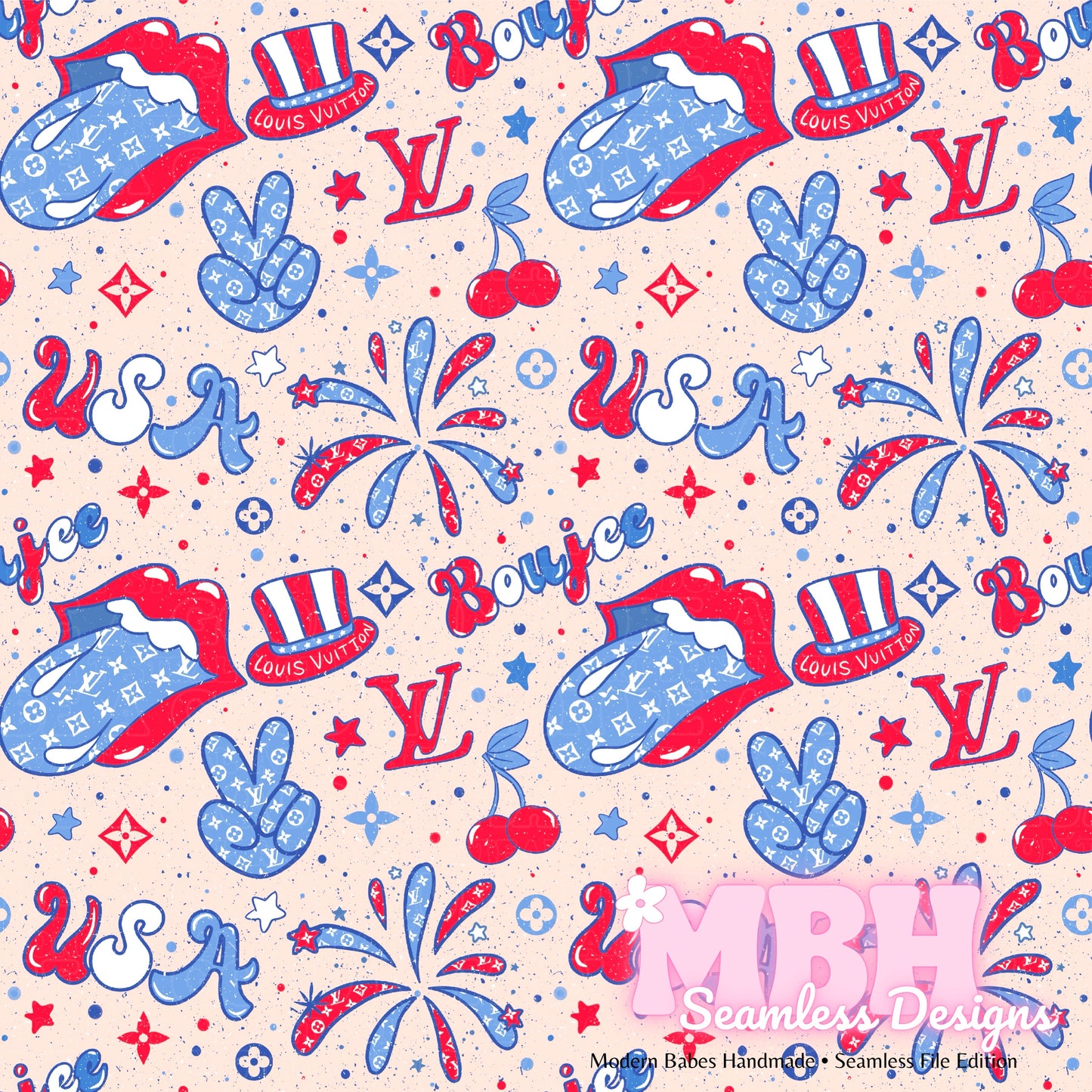 Boujee Patriotic USA Seamless Pattern MULTIPLE COLORWAYS