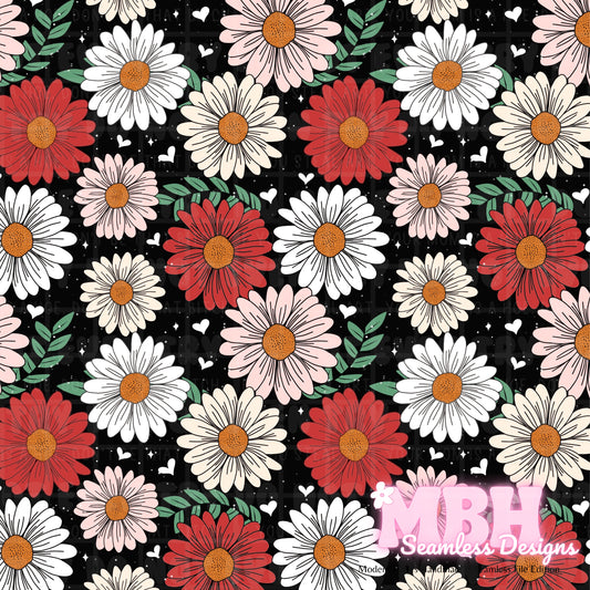 Midnight Valentine Floral Seamless Pattern