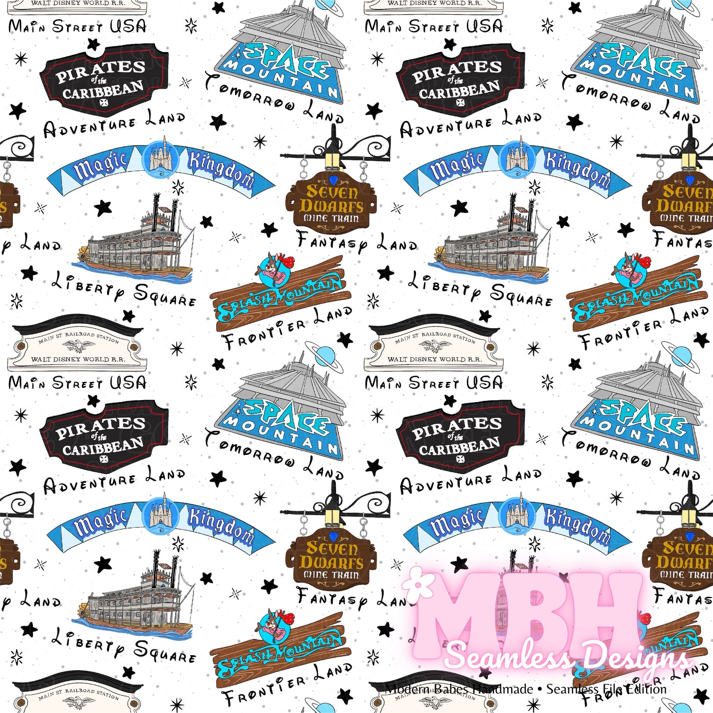 Magic Place Lands Seamless Pattern MULTIPLE COLORWAYS