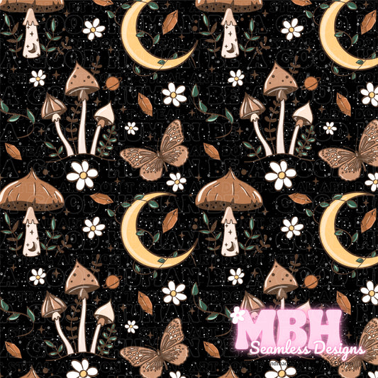 Cottagecore Moon Assorted Colorways Seamless Pattern