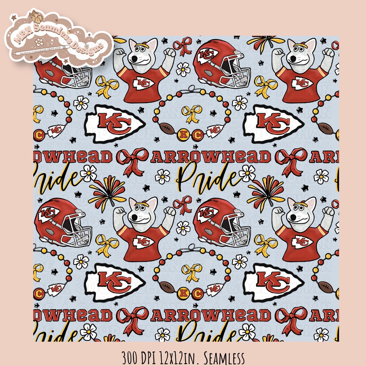 Chiefs x Daisies Football Seamless Pattern // Assorted Colorways