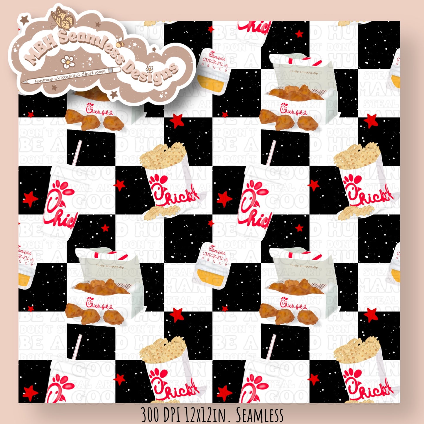 Starry Chic Fil A Seamless Pattern