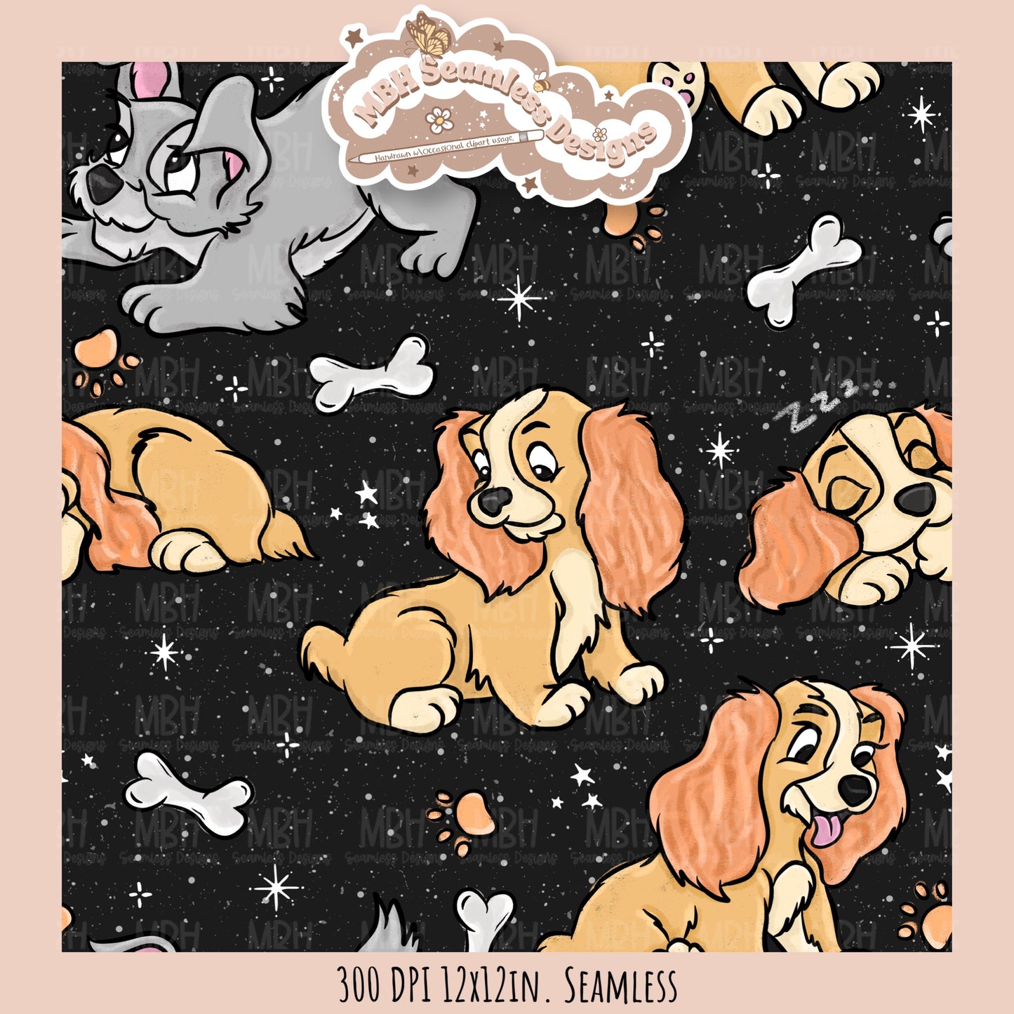 L&T Puppies Seamless Pattern // PNG // Multiple Colorway Options