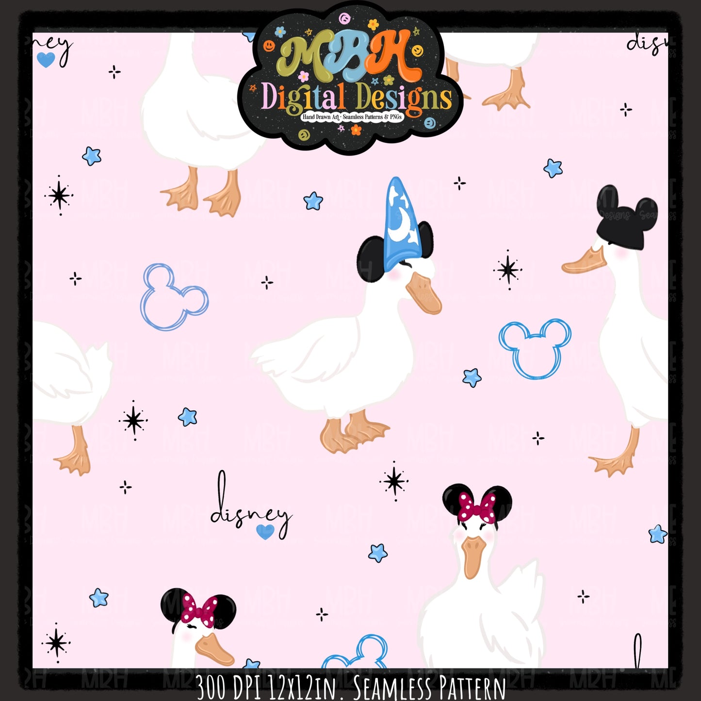 Park Ducks Seamless Pattern // PNG // MULTIPLE COLORWAYS