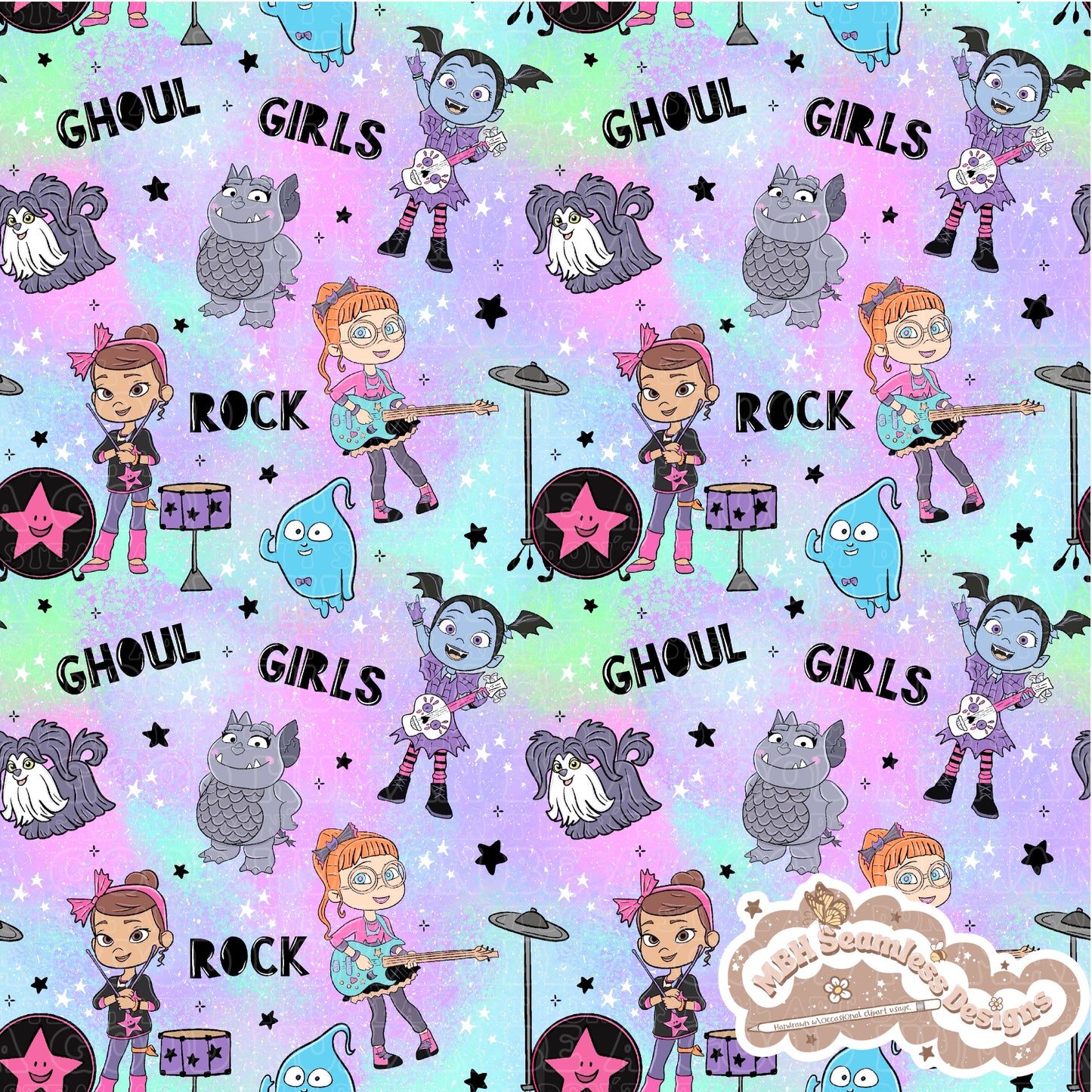 Vampirina Ghoul Band Seamless Pattern MULTIPLE COLORWAYS