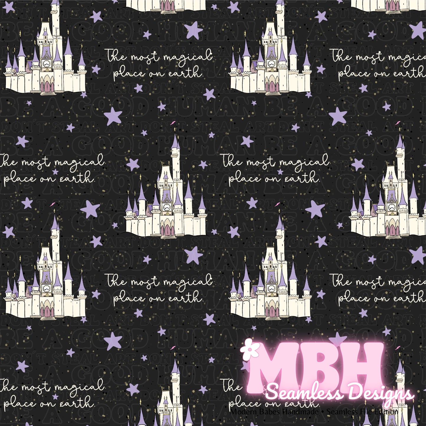 Starry Magical Castle Seamless Pattern MULTIPLE COLORWAYS