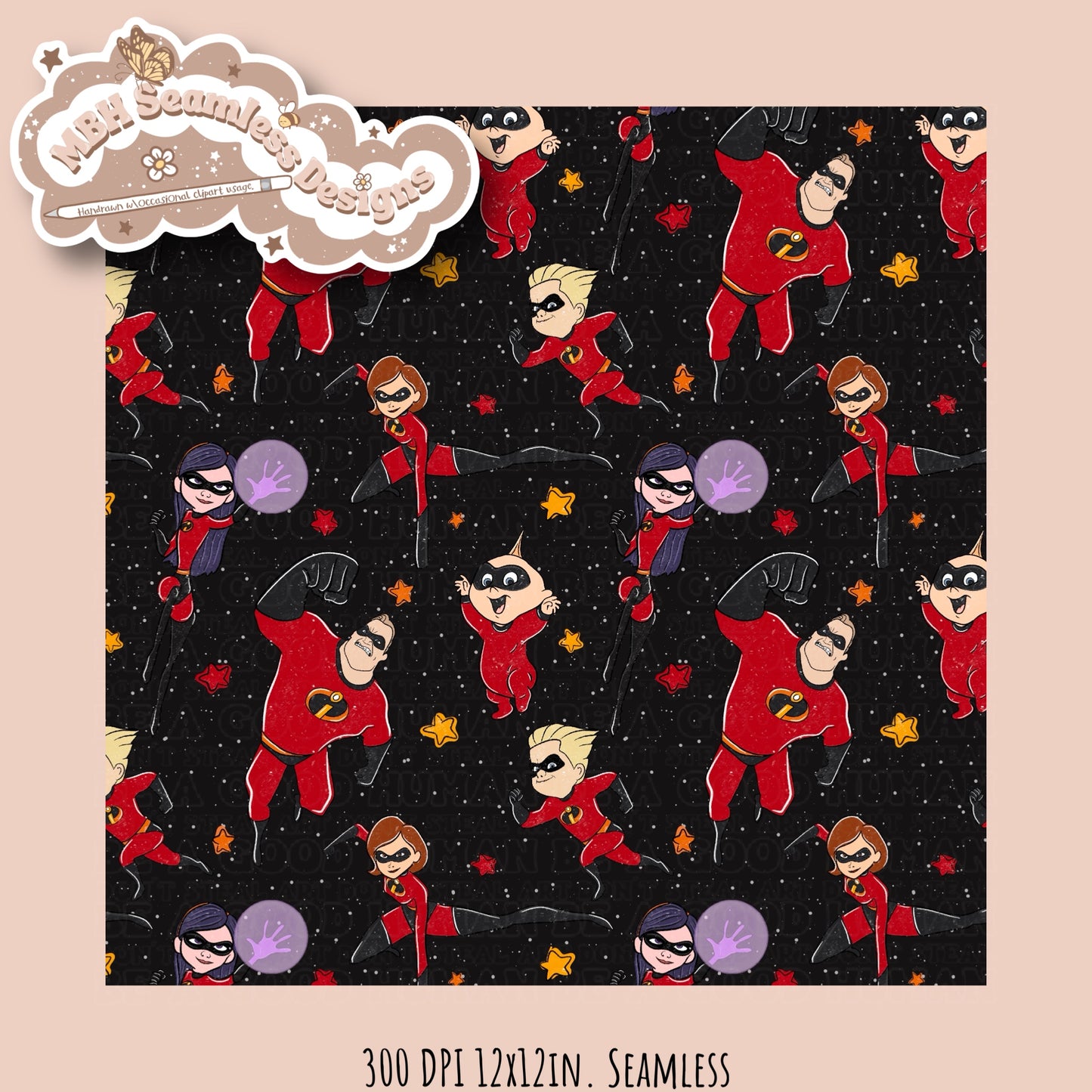 Starry Incredibles Seamless Pattern & PNG MULTIPLE COLORWAYS