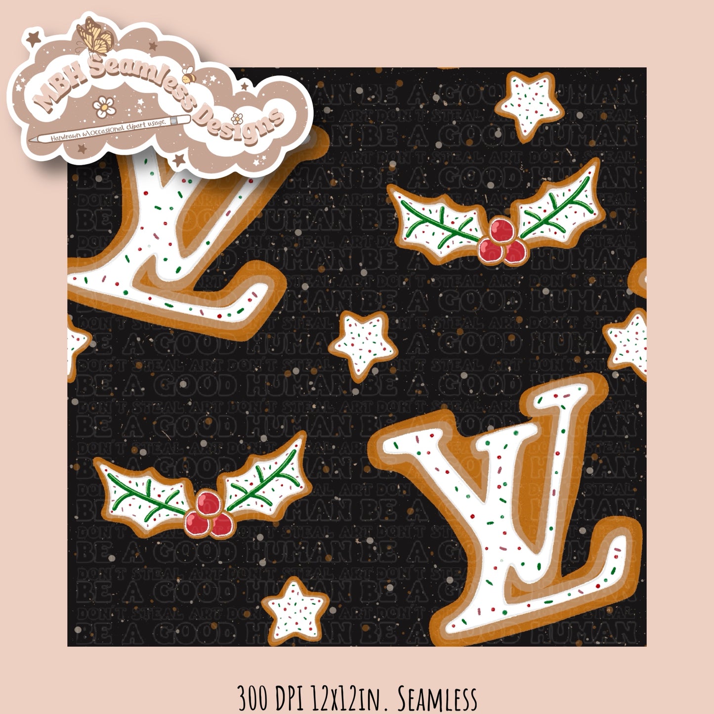 Boujee Gingerbread Cookies Seamless Pattern MULTIPLE COLORWAYS