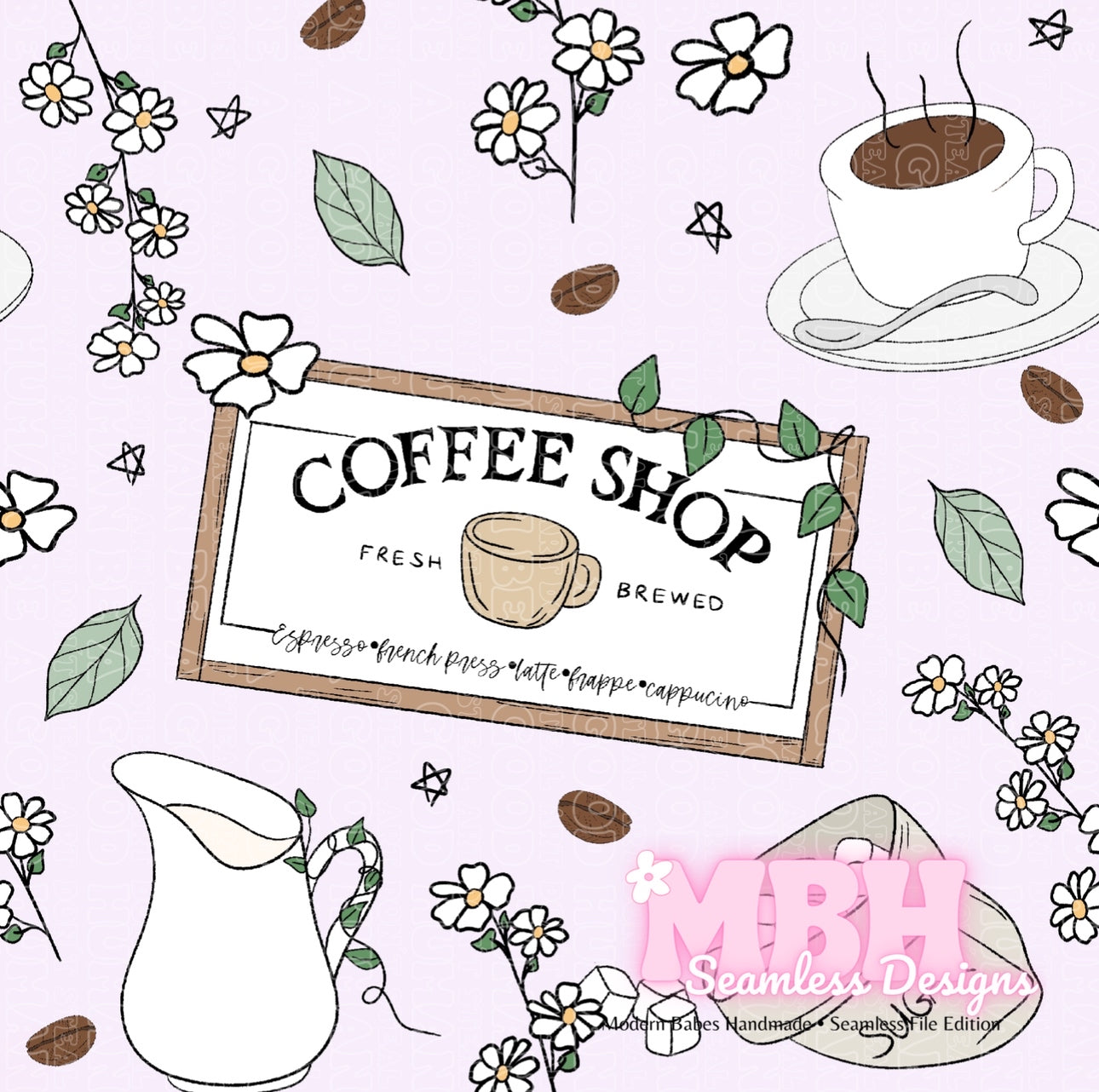 Boho Coffee Seamless Pattern