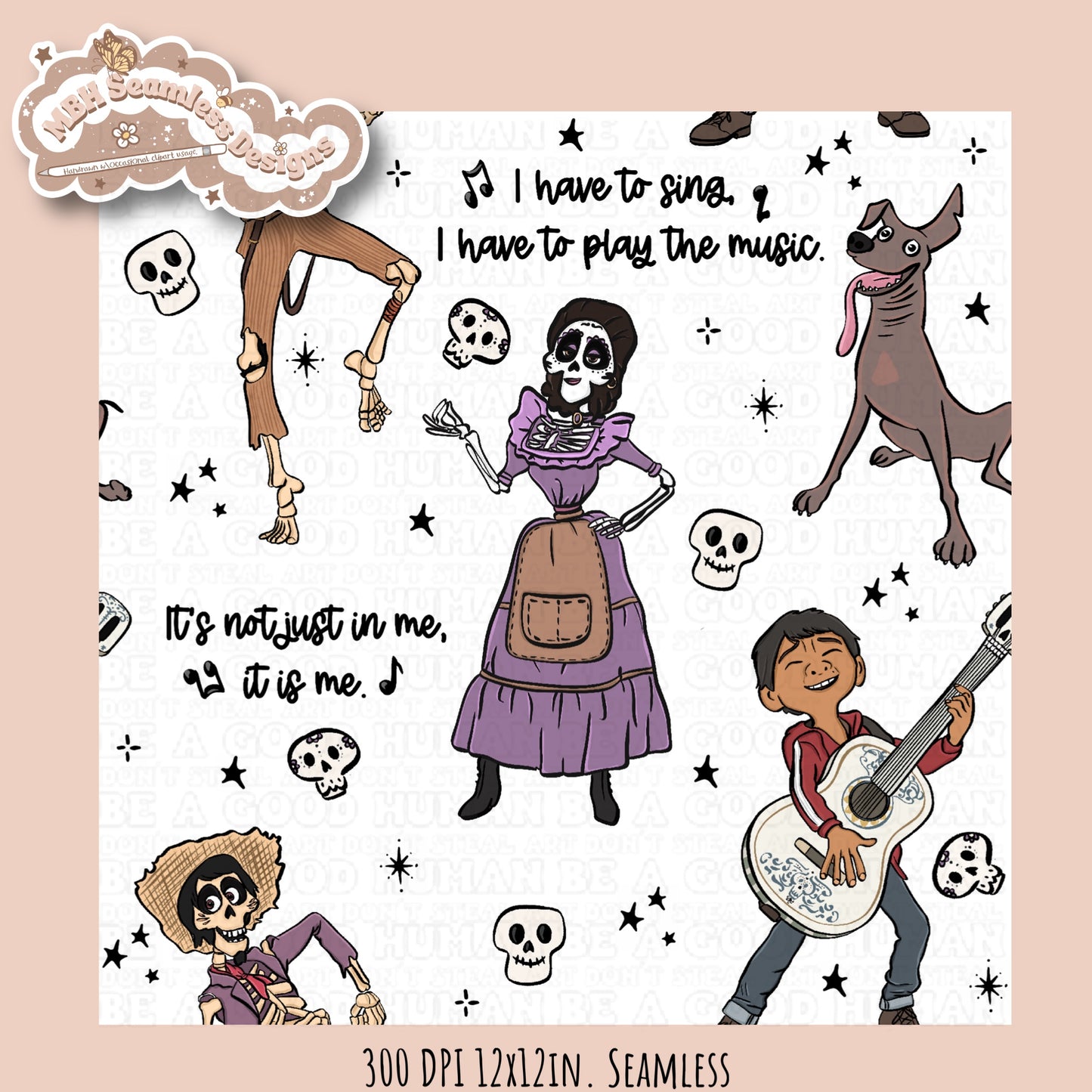 Coco Lyrics Seamless Pattern • Multiple Colorways