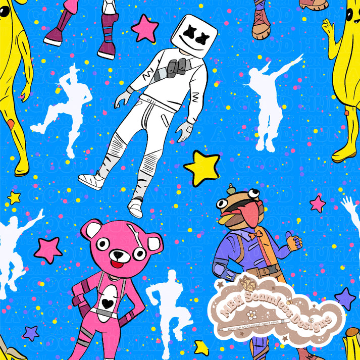 Fortnite Dance Moves Seamless Pattern MULTIPLE COLORWAYS โ MBH Seamless ...