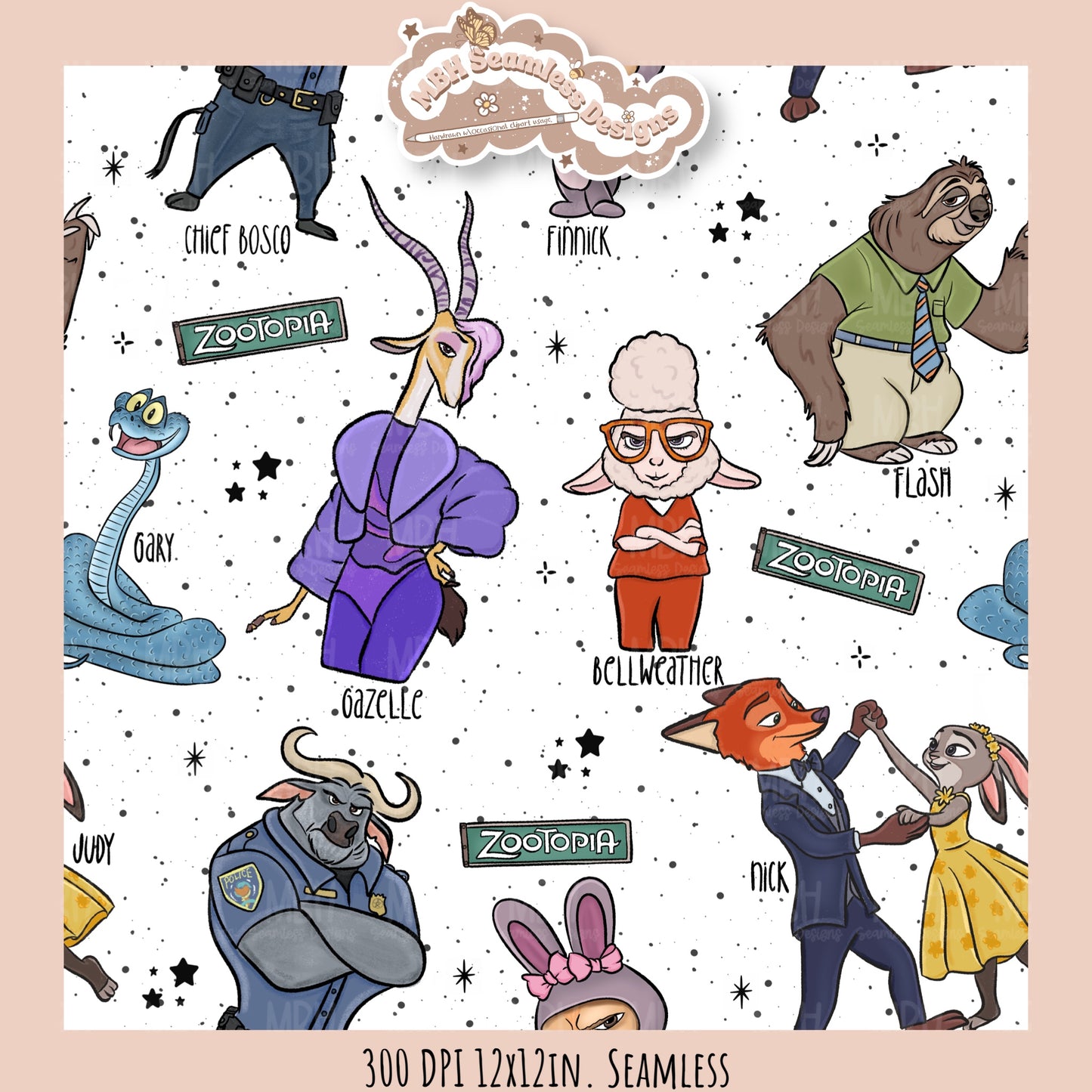 Nick Judy & Friends Seamless Pattern // Assorted Colorways