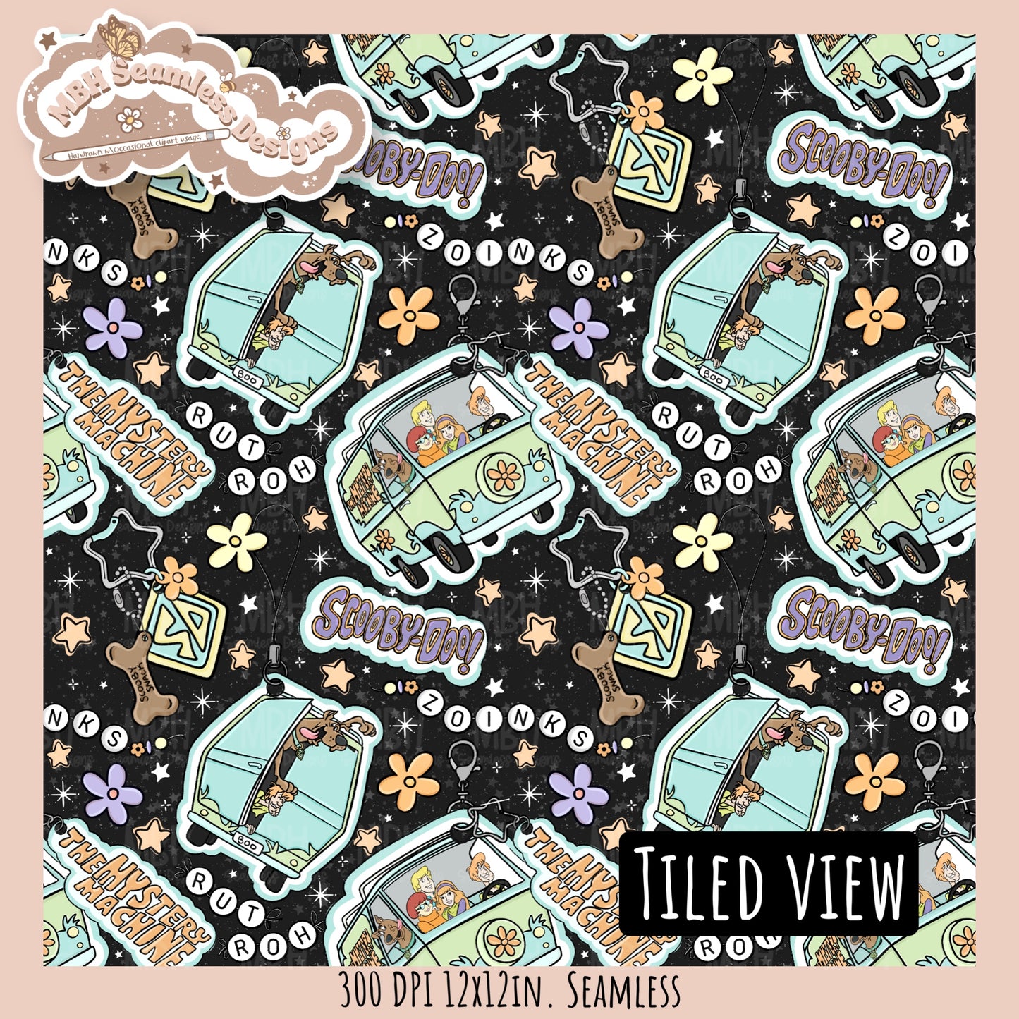 Scooby Charms Seamless Pattern MULTIPLE COLORWAYS // PNG