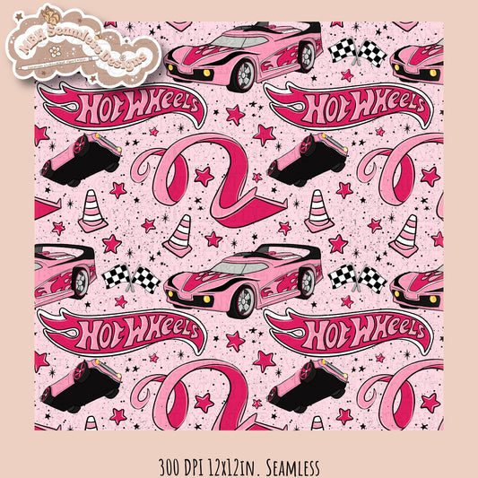 Girly Hot Wheels Seamless Pattern Multiple Colorways