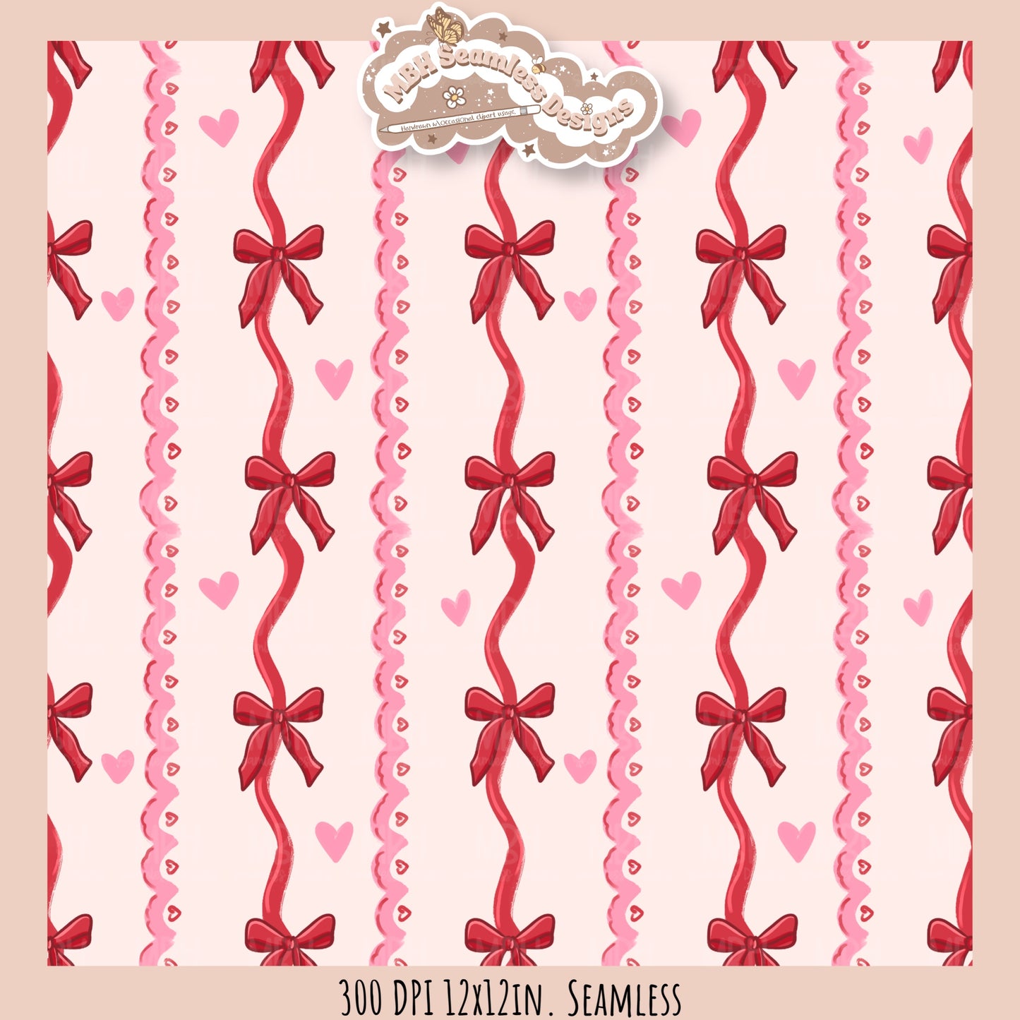 Coquette Valentine Stripes Seamless Pattern // Assorted Colorways