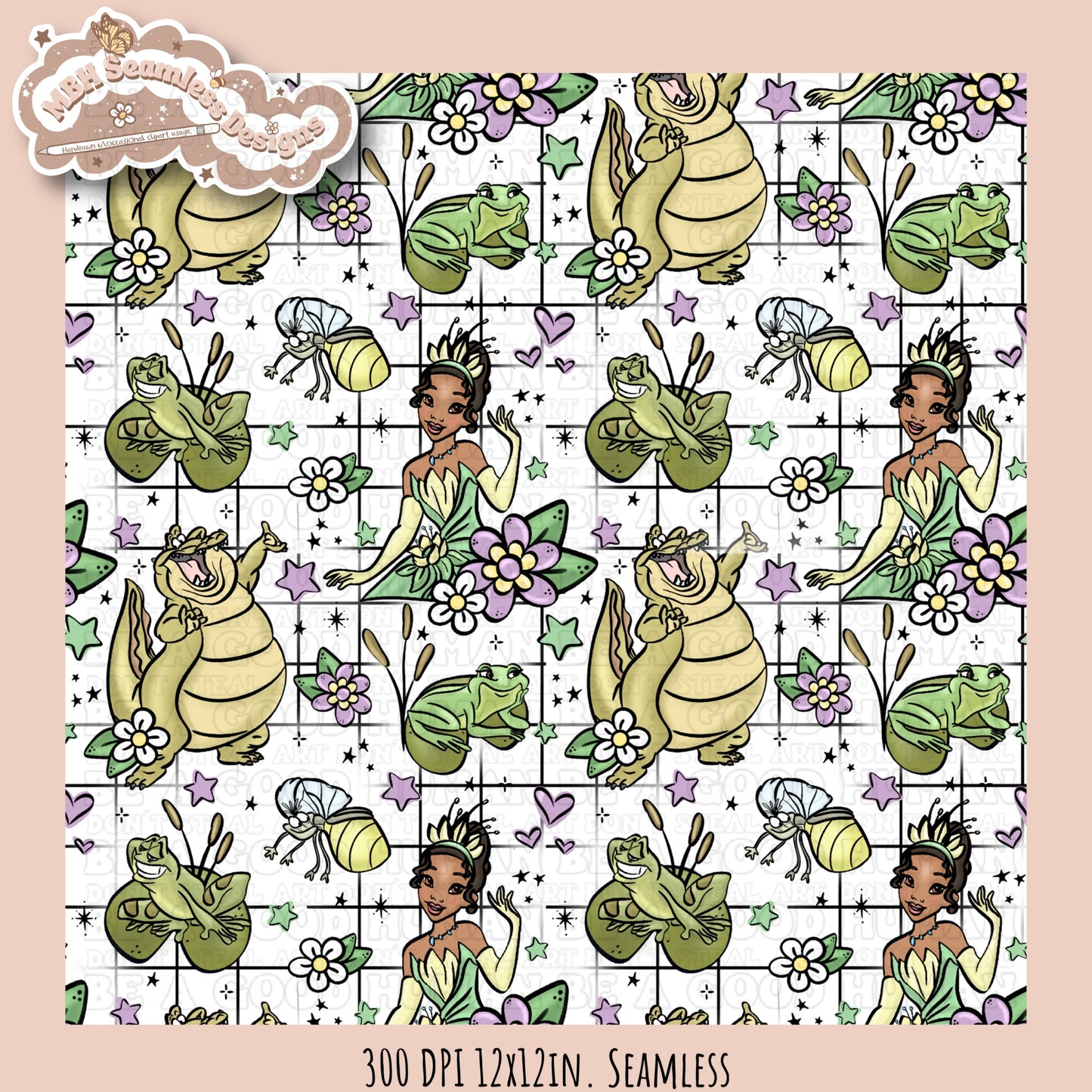 Tiana & Friends Seamless Pattern & PNG