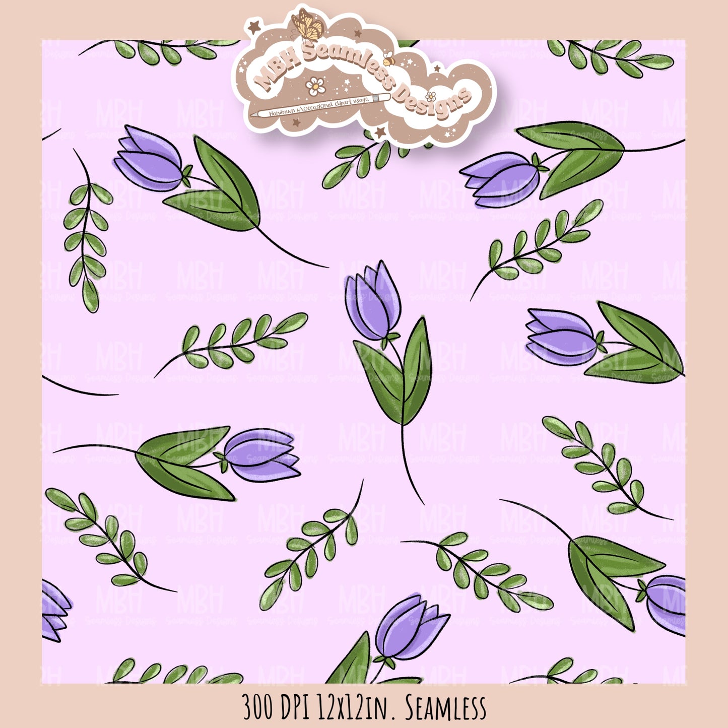 Tulips Seamless Pattern //MULTIPLE COLORWAY OPTIONS