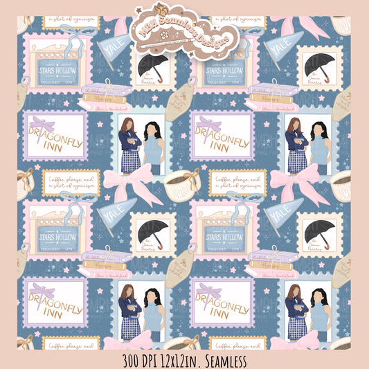 Lorelei & Rory Stamps Seamless Pattern // Assorted Colorway Options
