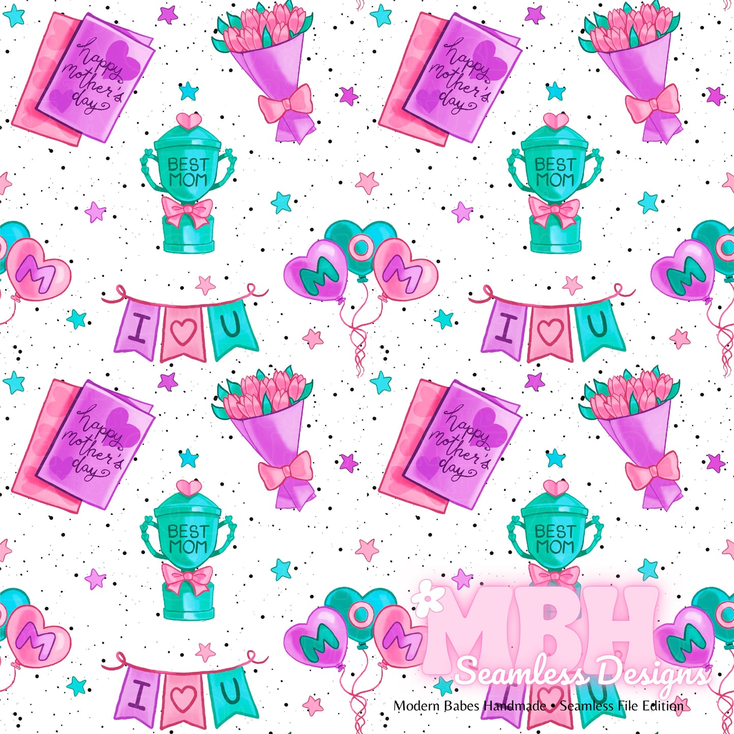 Mothers Day Seamless Pattern MULTIPLE COLORWAYS