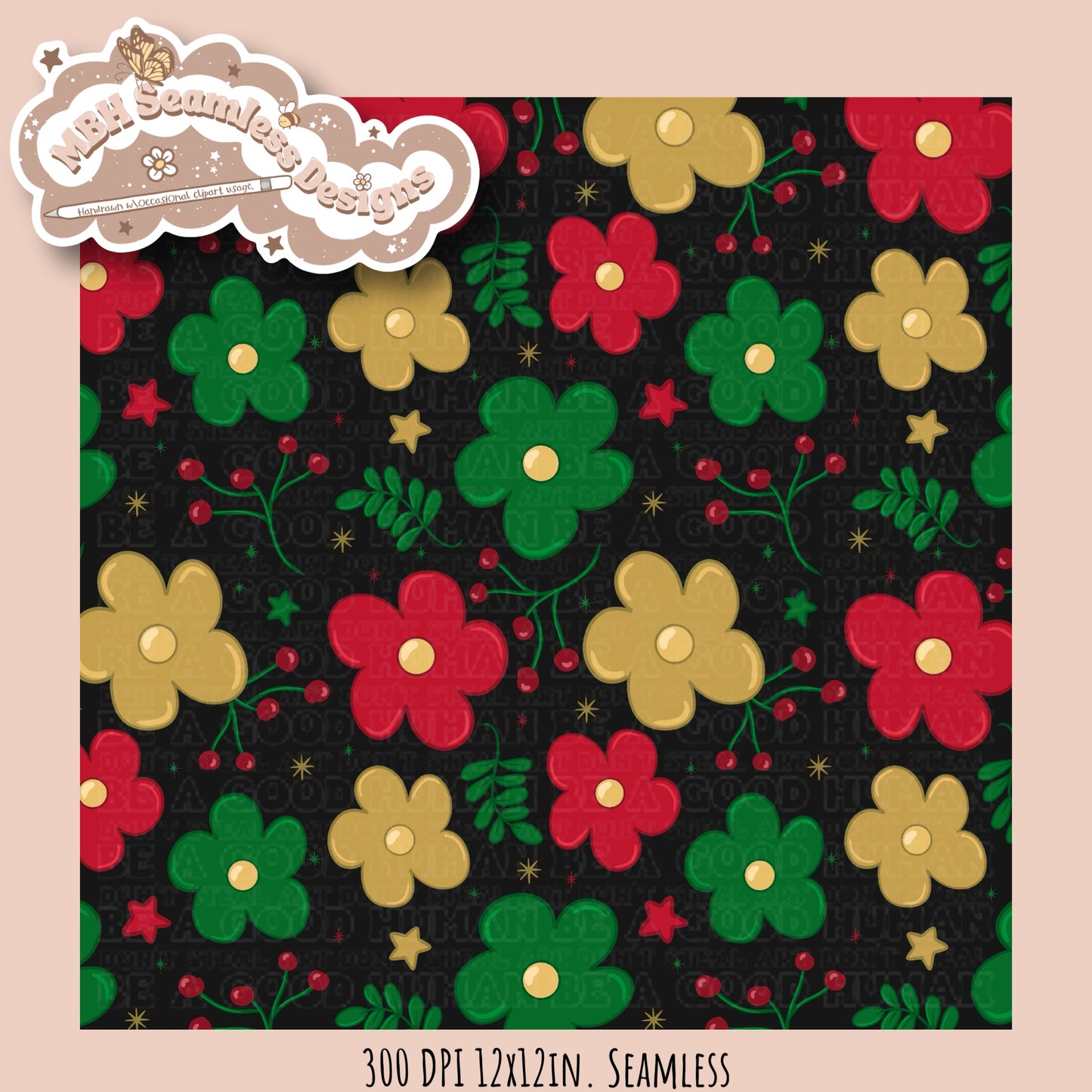 Winter Holiday Floral Seamless MULTIPLE COLORWAYS