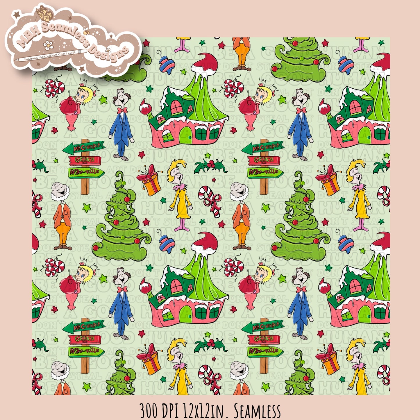 Who-ville Seamless Pattern & PNG MULTIPLE COLORWAYS