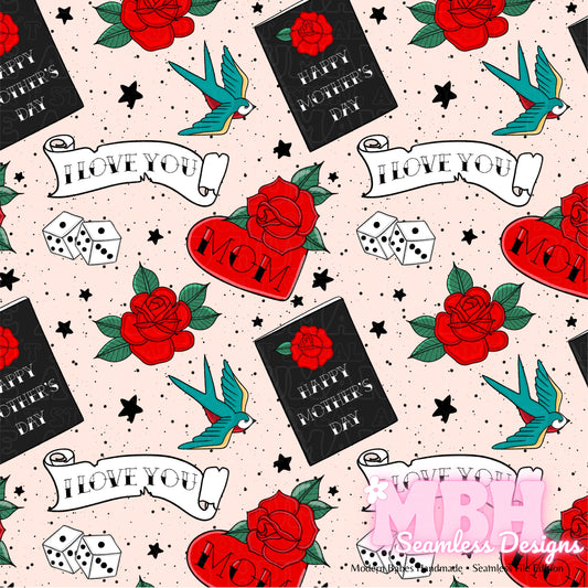 Tattoo Mother’s Day Seamless Pattern