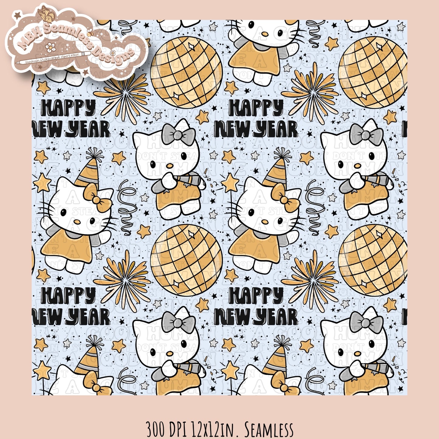 HK New Years Seamless Pattern MULTIPLE COLORWAYS