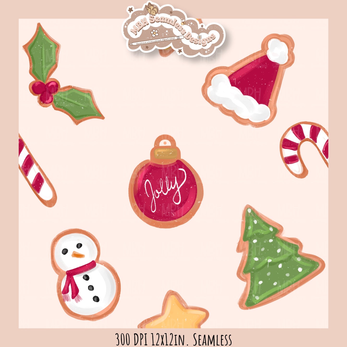 Christmas Cookies Seamless Pattern // Assorted Colorway Options