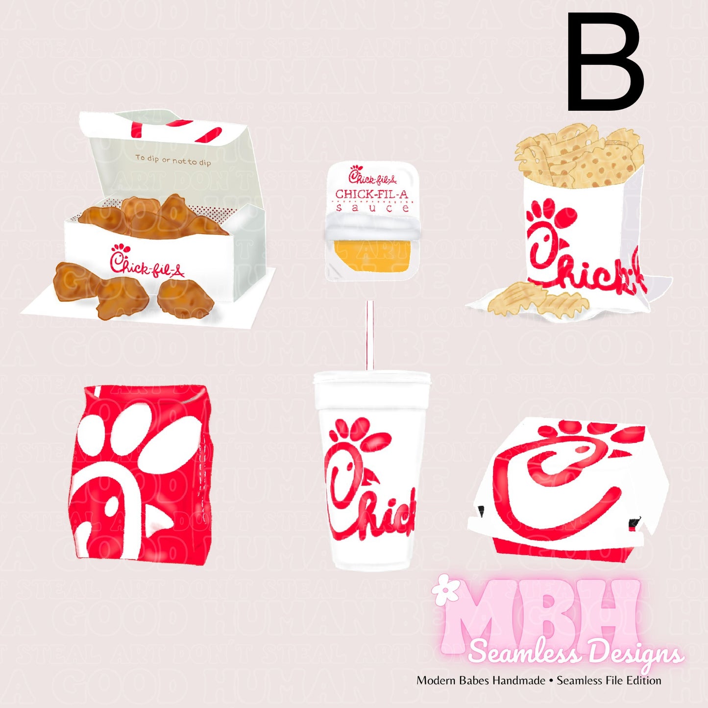 Chic Fil A Spex Seamless Pattern & PNG