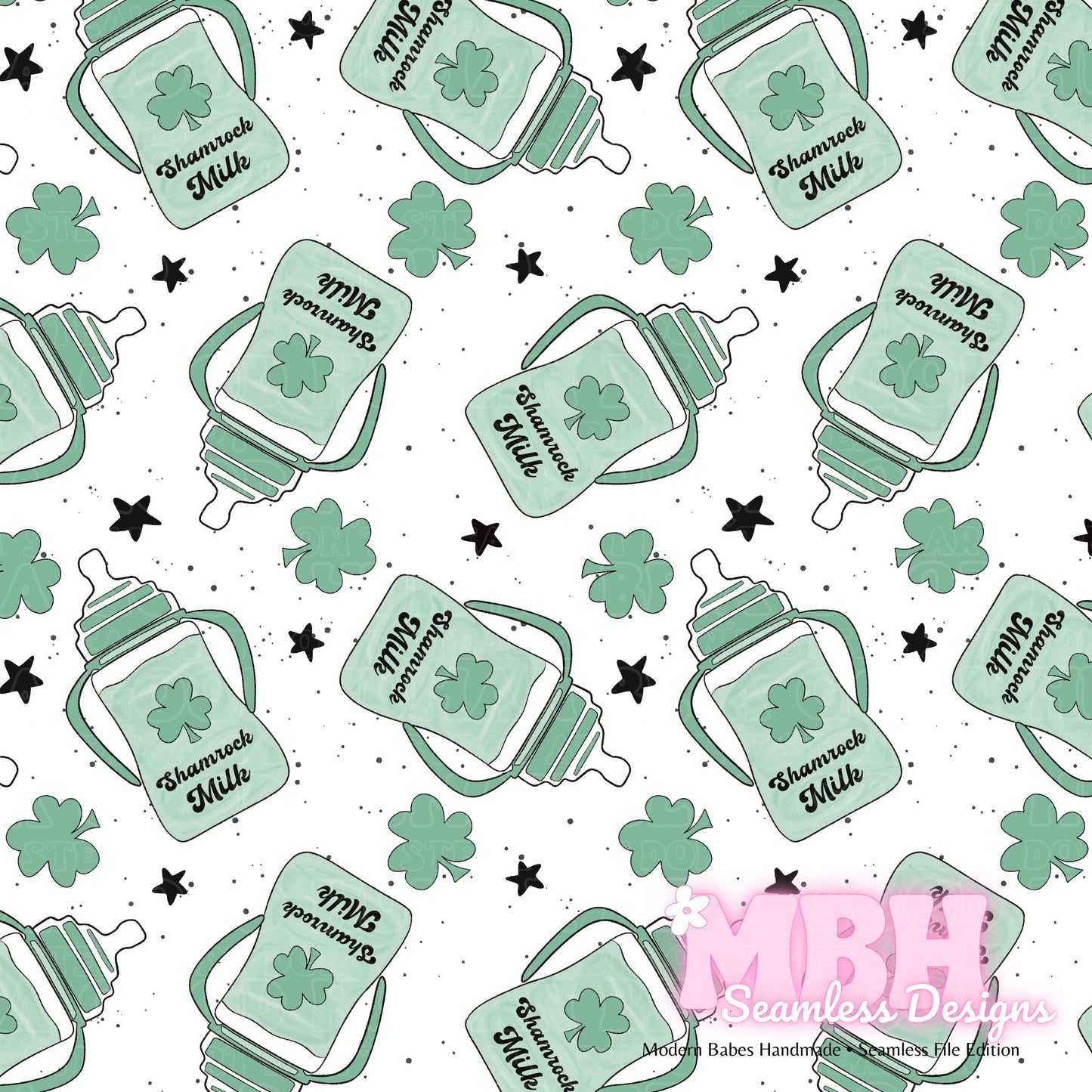 Shamrock Milk Assorted Colorways Seamless Pattern