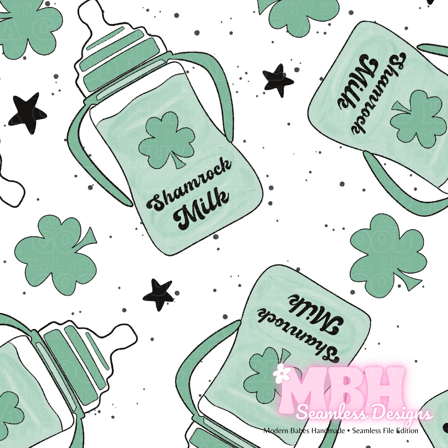 Shamrock Milk Assorted Colorways Seamless Pattern