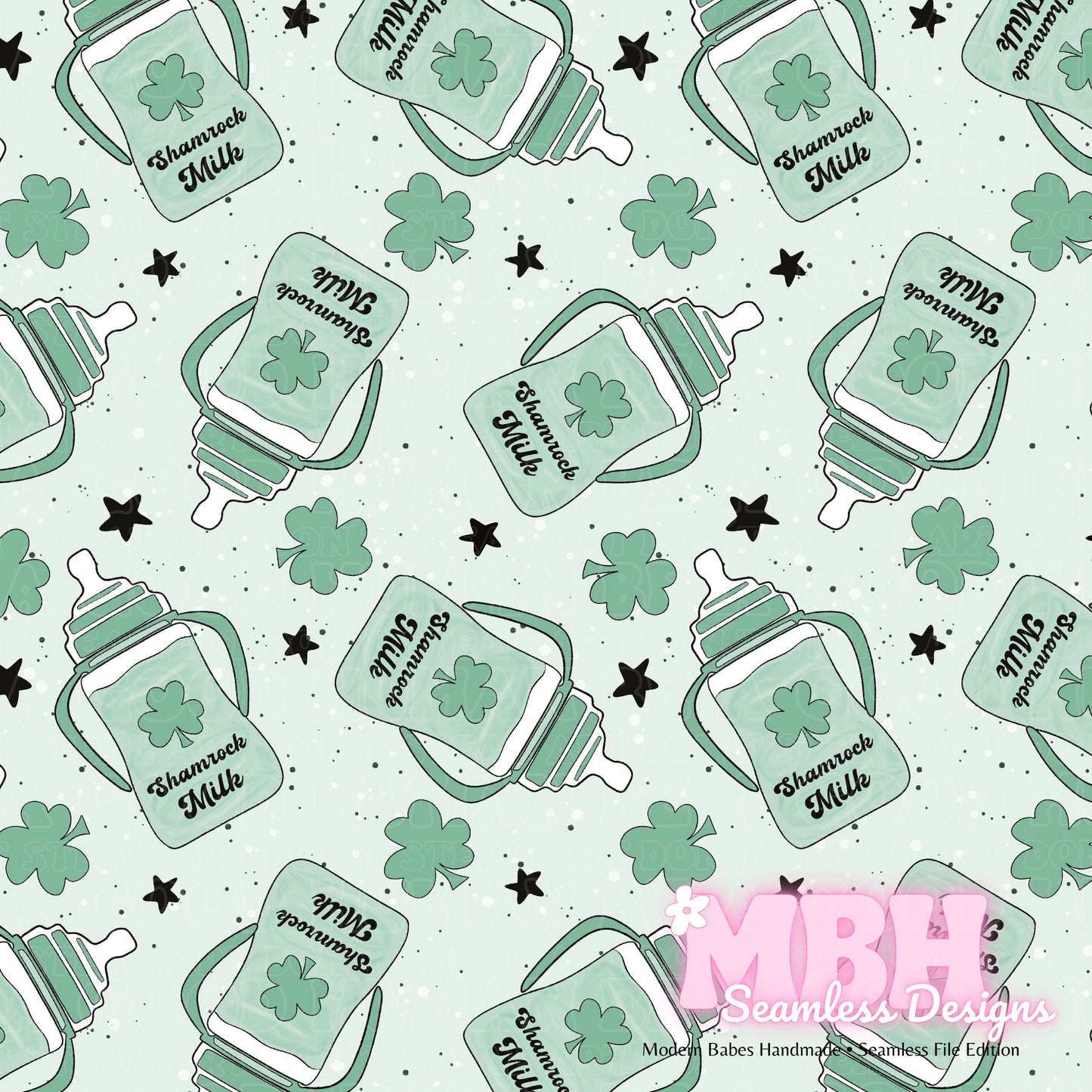 Shamrock Milk Assorted Colorways Seamless Pattern