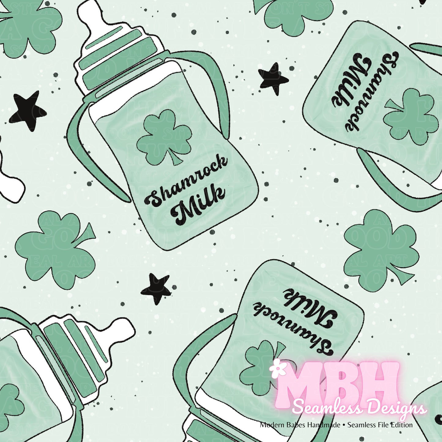 Shamrock Milk Assorted Colorways Seamless Pattern