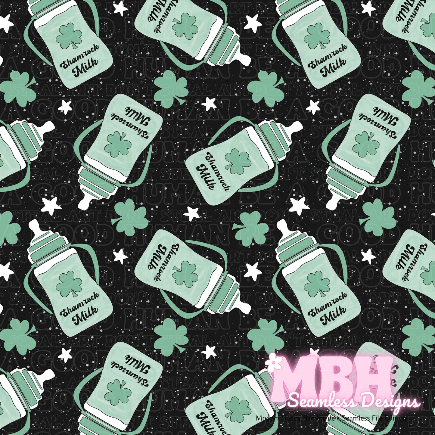 Shamrock Milk Assorted Colorways Seamless Pattern