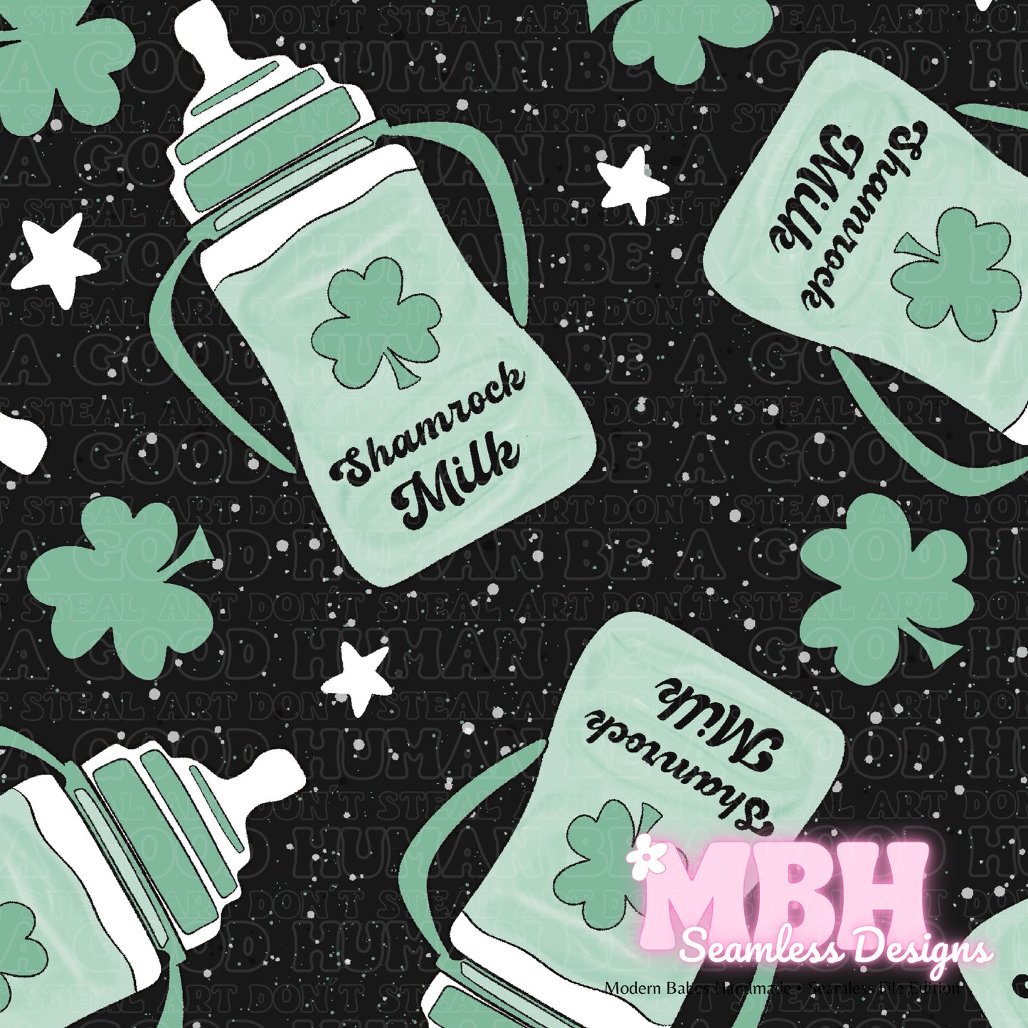 Shamrock Milk Assorted Colorways Seamless Pattern