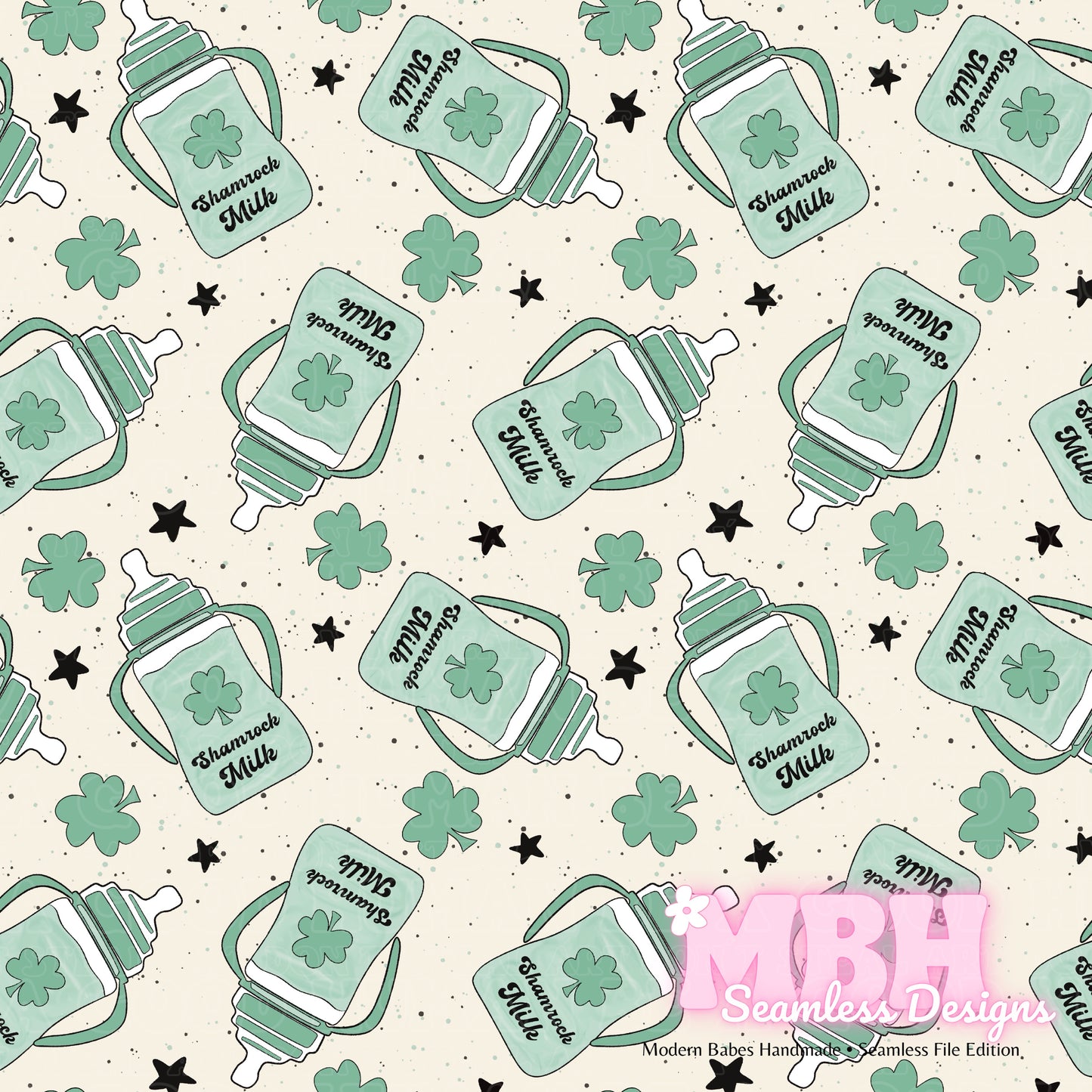 Shamrock Milk Assorted Colorways Seamless Pattern