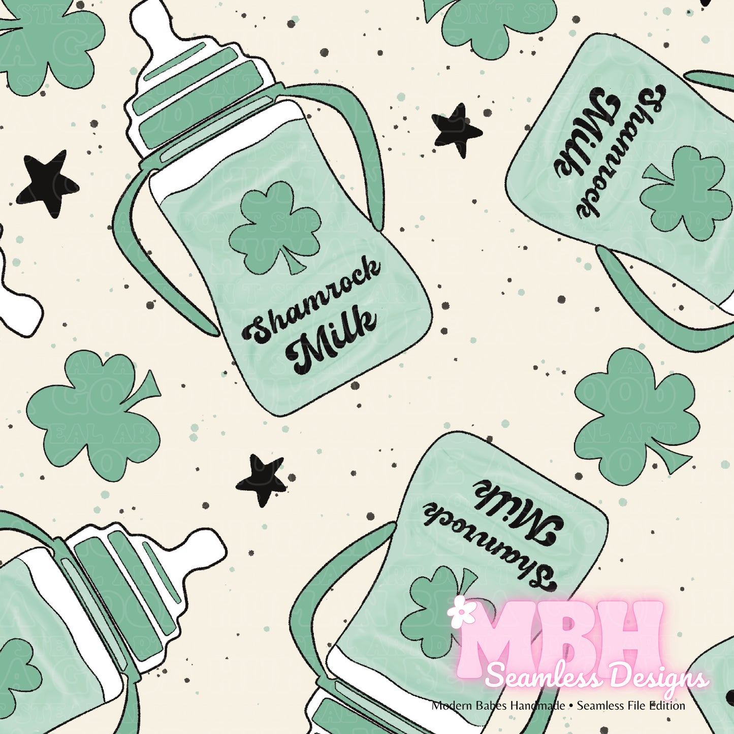 Shamrock Milk Assorted Colorways Seamless Pattern