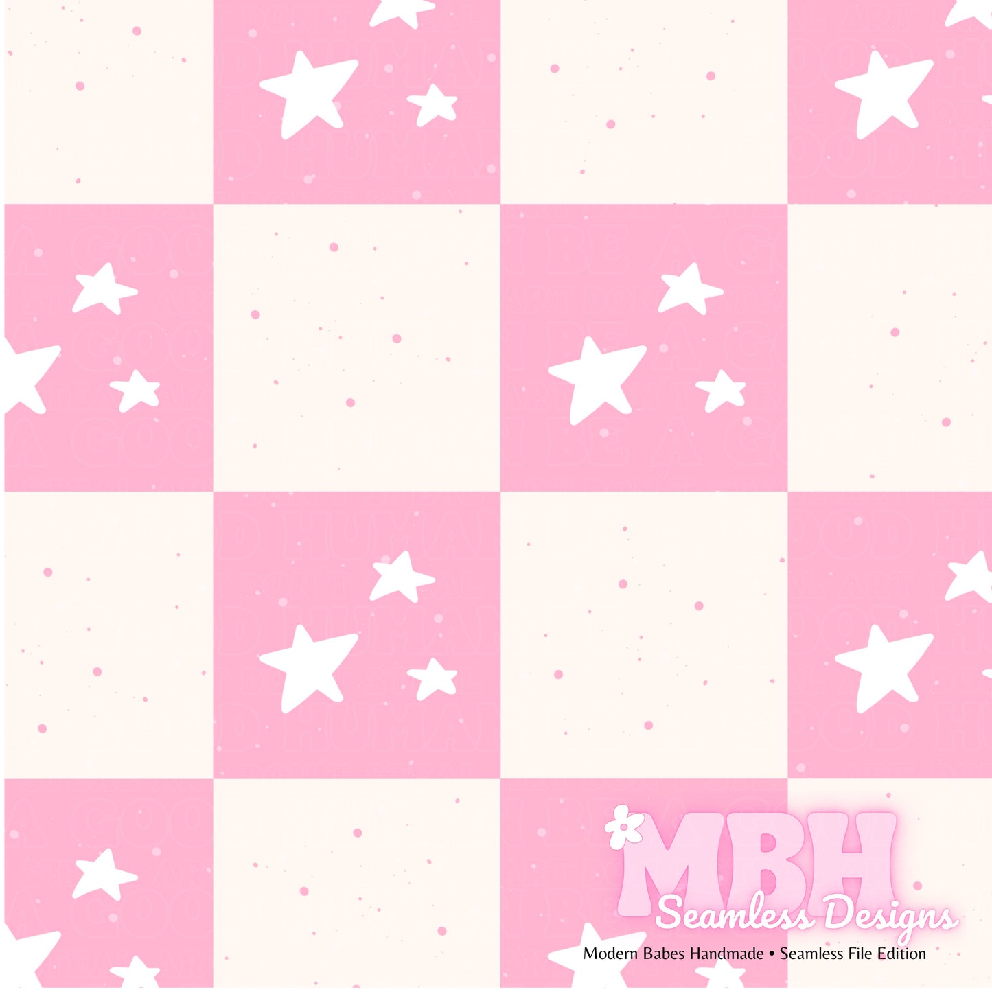 Pink Checkered Starry Spex Seamless Pattern