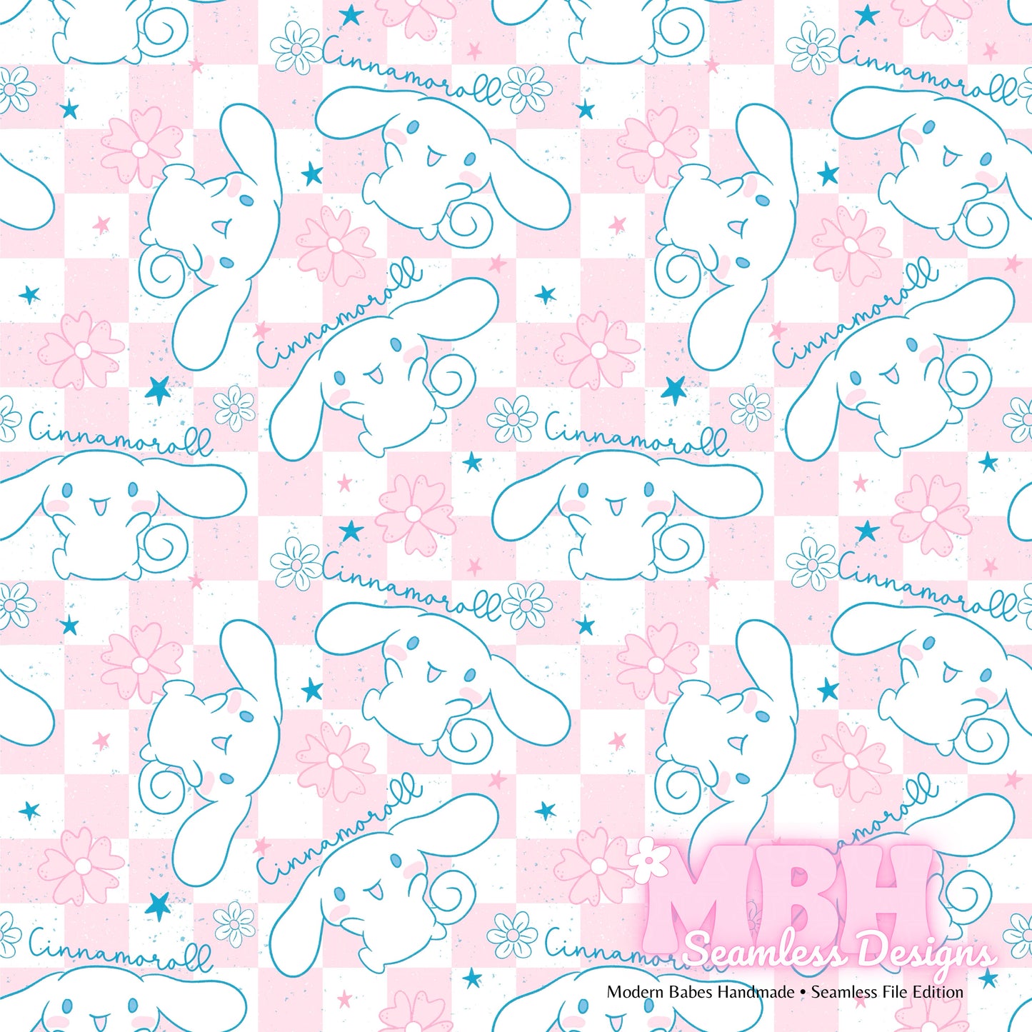 Cinnamoroll Checkered Seamless 2 Colorways Seamless Pattern