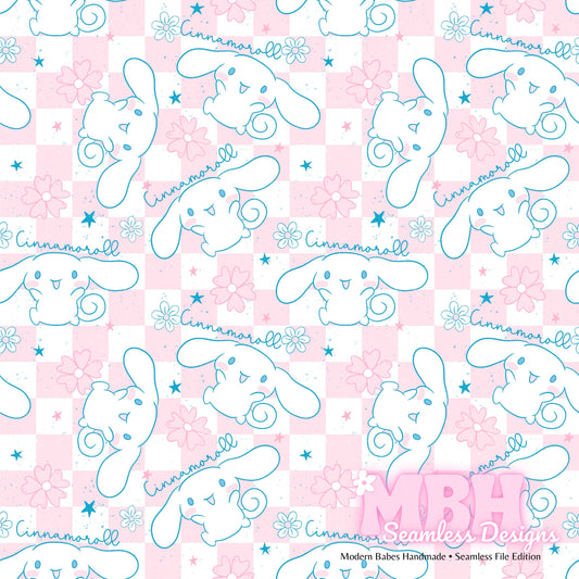 Cinnamoroll Checkered Seamless 2 Colorways Seamless Pattern