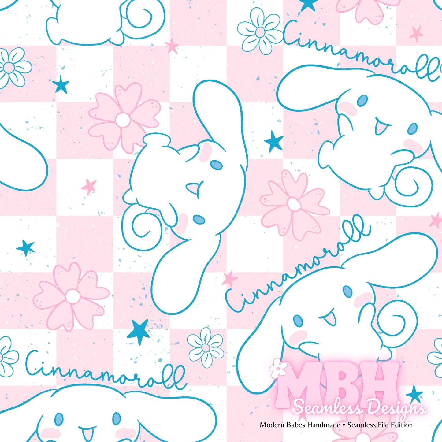 Cinnamoroll Checkered Seamless 2 Colorways Seamless Pattern