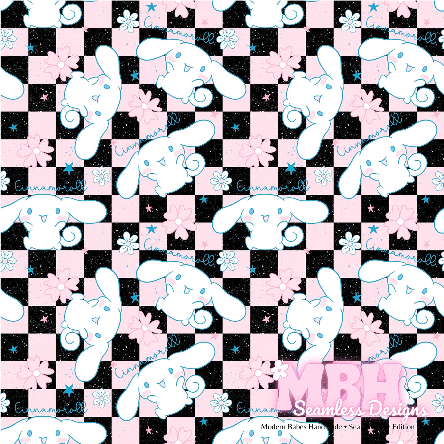 Cinnamoroll Checkered Seamless 2 Colorways Seamless Pattern